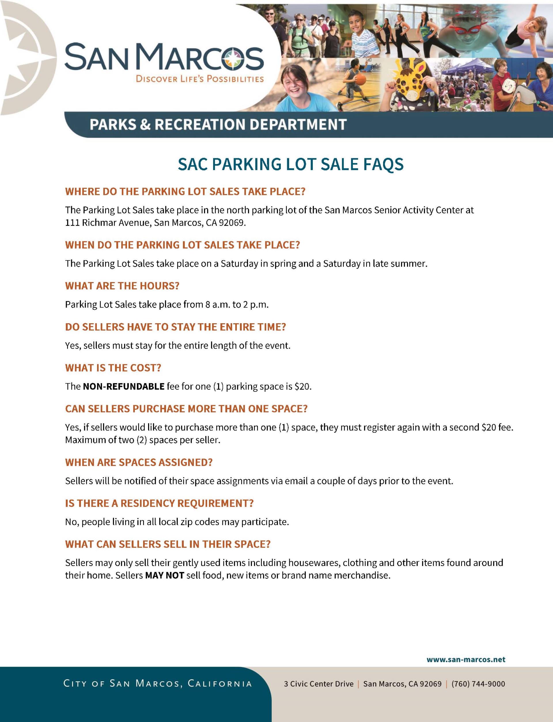 Parking Lot Sale FAQ01