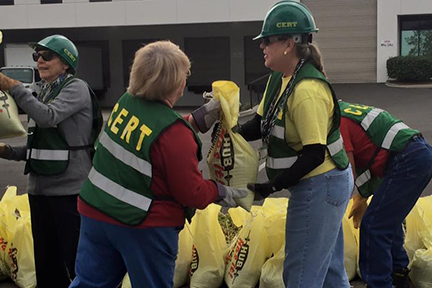 CERT workers preparing for emergency