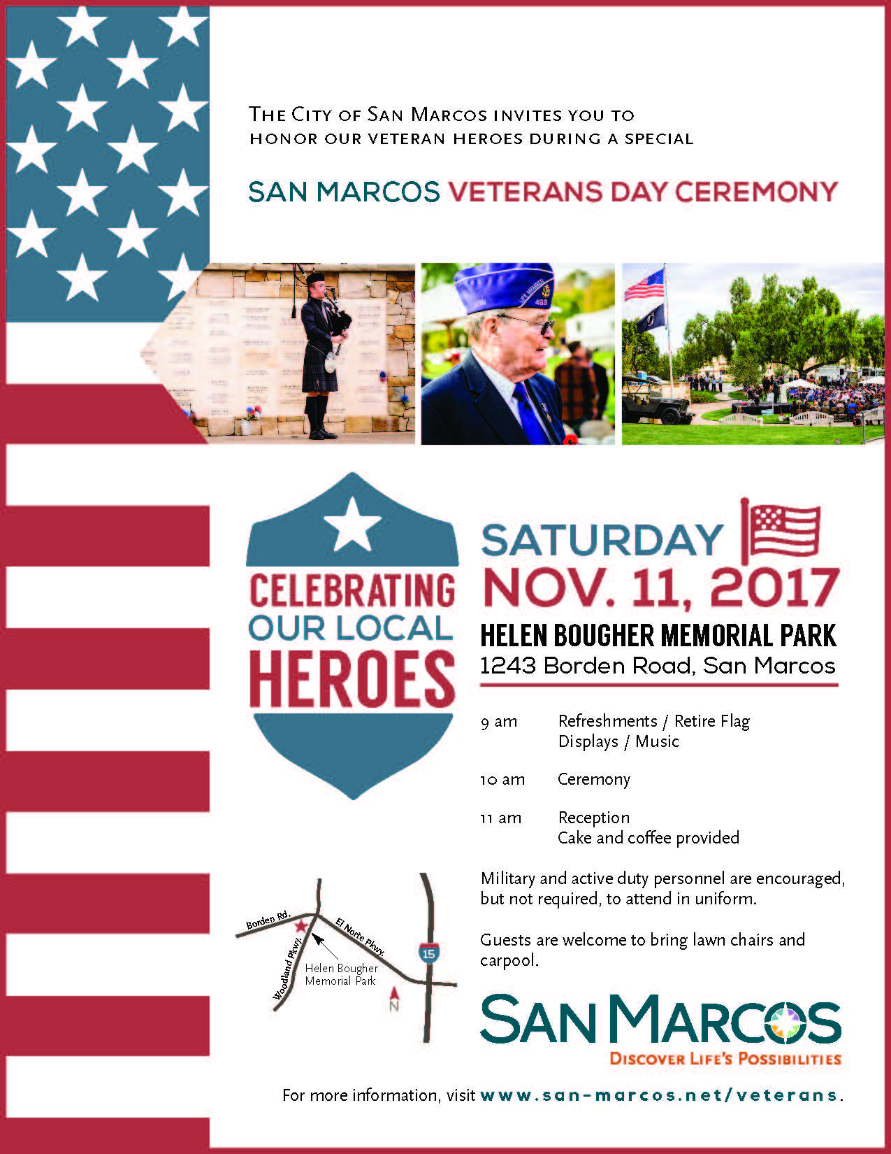 2017 Veterans Day Ceremony Inviation for Nov. 11