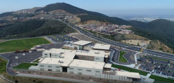 Aerial image of Double Peak School looking south along S. Twin Oaks Valley Road